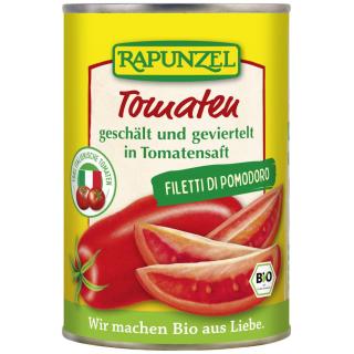 Tomaten geschält und geviertelt in der Dose